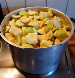 Äpfel in grobe Stücke schneiden